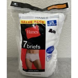 Hanes Men's White Briefs 7 Pack 100% Cotton Comfot Flex Large 2010's